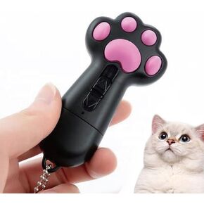 Interactive Cat Toy with Feather Wand, Pink and White (Black)