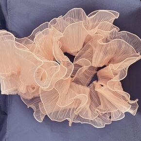 3 Yards Ruffle Pleated Chiffon Trim Two Layer Trimmer Dress Bag Decoration Tulle Fabric Applique Craft Sewing (Peach)
