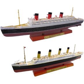 OPO 10 - Set of 2 Miniature replicas of The Famous transatlantic Liners The Titanic + The RMS Queen Mary Scale 1/1250 or 21 and 25 cm - PA3