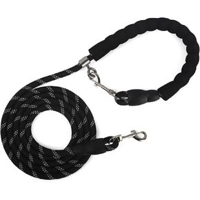 Adjustable Tie Out Dogs Leash, 6FT Detachable Grip Handle Rope Dog Leash, Reflective for All-Sized Dogs, Durable, Comfortable, Ideal for Walking and Training, Black