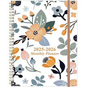 2025-2026 Monthly Planner - January 2025 - June 2026, Two Pages Per Month, 18 Monthly Calendar/Planner with Tabs, Strong Twin-Wire Binding, Inner Pocket, 6.4" x8.5", Rose Leaf