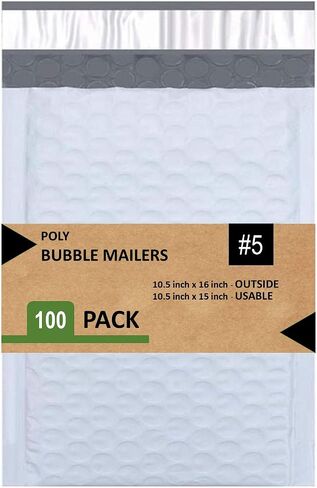 5 Poly Bubble Sealers 10.5x16 inces patved evelope pack pack pack of 100 ، White in Kuwait