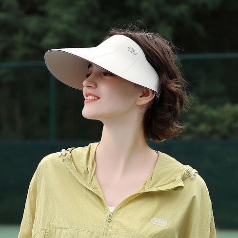 Sun Visors for Women Wide Brim Summer UV Protection Foldable Sun Hat UPF 50+ Beach Cap SNH5M133T in Kuwait