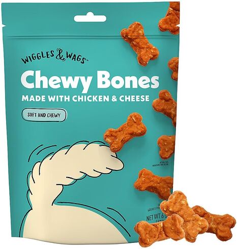New Wiggles & Wags Chewy Bones Chicken and Cheese 6 OZ with resealable bag in Saudi Arabia