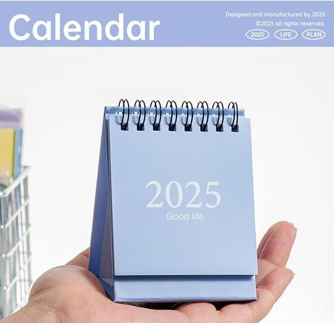 Mini Desk Calendar, Small Calendar 2024-2025 - Form Now to Dec 2025 Standing Flip Desktop Calendar with Stickers (White) in Saudi Arabia