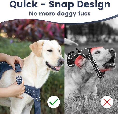 No Pull Dog Harness, Reflective Puppy Vest for Small Medium Large Sized Dog(Prussian Blue,L) in Saudi Arabia