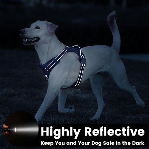 No Pull Dog Harness, Reflective Puppy Vest for Small Medium Large Sized Dog(Prussian Blue,L) in Saudi Arabia