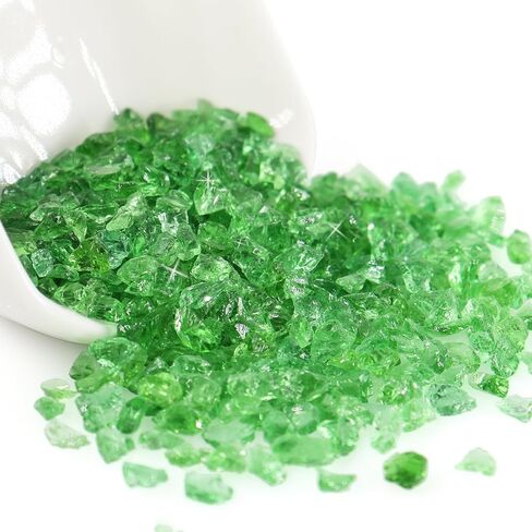 0.9 LB Resin Art Glass 3-6mm, Crushed Glass for Crafts, Fire-Resistant Glass Gravel for Aquarium, Miniature Landscape, Vase Filling, Candlestick, Decorative Small Cullet (Light Green) in Saudi Arabia
