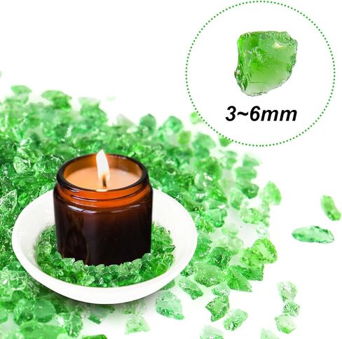 0.9 LB Resin Art Glass 3-6mm, Crushed Glass for Crafts, Fire-Resistant Glass Gravel for Aquarium, Miniature Landscape, Vase Filling, Candlestick, Decorative Small Cullet (Light Green) in Saudi Arabia