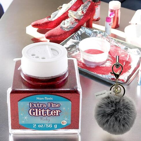 Sulyn Fine Glitter, 2Oz, Bundled With Pompom Balls Fluffy Keychain-Ruby Red, Fine Glitter For Crafts & Creative Projects, Versatile & Long-Lasting Sparkle, Easy-To-Use (Pack Of 3) in Saudi Arabia