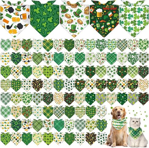 Paterr 100 Pieces Dog Bandanas Bulk Summer Pet Handkerchief Soft Dog Triangle Bibs Cute Kerchief Adjustable Washable Pet Scarf Costume Accessory for Small Medium Dogs Puppy Cats in Saudi Arabia