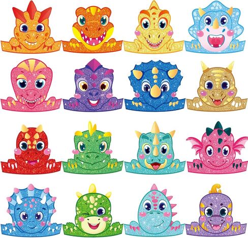 Leinuosen 32 Packs Dinosaur Party Hats for Kids Dinosaur Birthday Party Decorations Dino Hats, 16 Styles in Kuwait