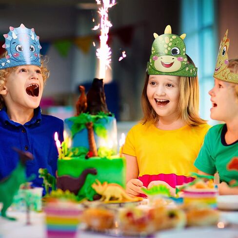 Leinuosen 32 Packs Dinosaur Party Hats for Kids Dinosaur Birthday Party Decorations Dino Hats, 16 Styles in Kuwait