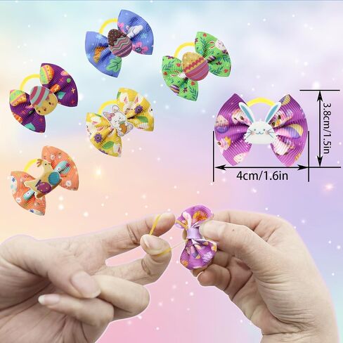 20pcs/10 أزواج من Easter Yorkie Dog Puppy Hair أقواس الشعر مع عصابات مطاطية الشعر إكسسوارات القوس حيوان أليف لطيف للحيوانات الأليفة الصغيرة القوس (أصفر) in Kuwait