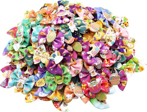 20pcs/10 أزواج من Easter Yorkie Dog Puppy Hair أقواس الشعر مع عصابات مطاطية الشعر إكسسوارات القوس حيوان أليف لطيف للحيوانات الأليفة الصغيرة القوس (أصفر) in Kuwait