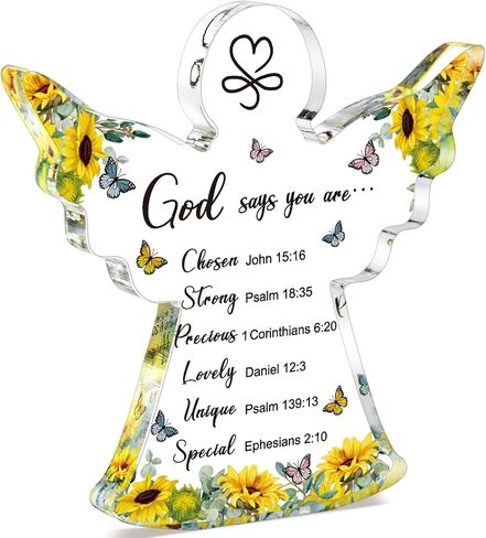 هدايا Yulejojoic Acrylic المسيحية للنساء الهدايا الملهمة مع صلاة الكتاب المقدس هدايا دينية للكتاب المقدس للنساء رجال أصدقاء الأم عيد ميلاد هدايا (ملاك عباد الشمس) in Kuwait