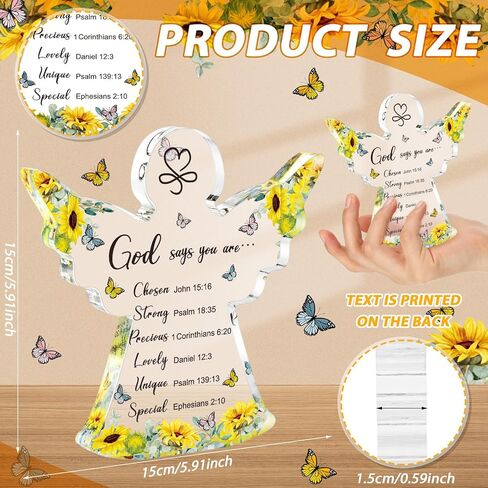 هدايا Yulejojoic Acrylic المسيحية للنساء الهدايا الملهمة مع صلاة الكتاب المقدس هدايا دينية للكتاب المقدس للنساء رجال أصدقاء الأم عيد ميلاد هدايا (ملاك عباد الشمس) in Kuwait