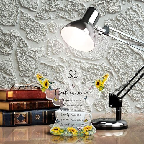 هدايا Yulejojoic Acrylic المسيحية للنساء الهدايا الملهمة مع صلاة الكتاب المقدس هدايا دينية للكتاب المقدس للنساء رجال أصدقاء الأم عيد ميلاد هدايا (ملاك عباد الشمس) in Kuwait