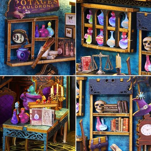 Book Nook Kit with LED Light, 3D DIY Miniature Dollhouse Kit, Book Shelf Decor, Creative Gift for Teens Adult (Magic Market) in Saudi Arabia