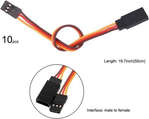 yxq 22awg 60 cores ذكر إلى أنثى 19.7 بوصة خط سلك servo lead line cable for rc model jr stranded futaba Jr ، 10pcs in Kuwait