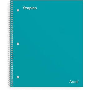 Staples 919362 Accel Durable Poly Cover 1 Sub Notebook College Ruled 8.5-Inch x11-Inch Teal