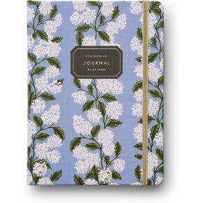 RIFLE PAPER CO. Journal with Pen | Hardcover Journal with Foil Accents, (144 Pages, Elastic Band Closure, Pocket for Extra Storage), Patterned in Floral Hydrangea