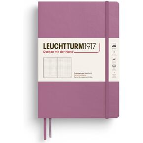LEUCHTTURM1917 - Notebook Hardcover Medium A5-251 Numbered Pages for Writing and Journaling - Thinking Ahead (Squared Paper, Dusty Rose)