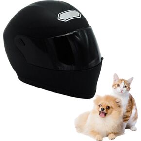 Pet Motorcycle Helmet Dog/Cat Full Face Motorcycle Helmet Outdoor Motorcycle Bike Riding Helmet Hat for Cat Dog Doggie Puppy Kitten Pet Supplies Racing Car Fan Collectible Small Gift (Black)