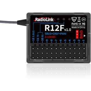 Radiolink R12F 12 Channels RC Receiver for RC Airplane, Jet, Car, Boat Works for 2.4Gh Radio Controller T16D/T12D/T8FB/T8S/RC8X/RC6GS V3/RC4GS V3 Transmitter