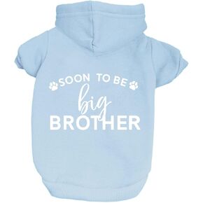 قريبا ليكون Big Brother Dog Hoodie Fleece قميص من النوع الثقيل مع ثقب المقود (Baby Blue ، 6x-Large 52)