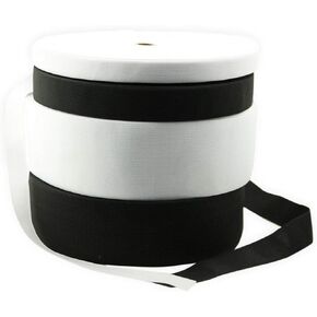 Knitted Elastic 3" Width X 50 Yards Black/White for Waistband Underwear (White)
