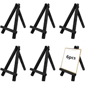 6pcs 8 inch mini wood display assel ، A-frame artist party party thareel ، حامل القماش الأسود ل DIY ، الحرف ، الديكور ، الصور