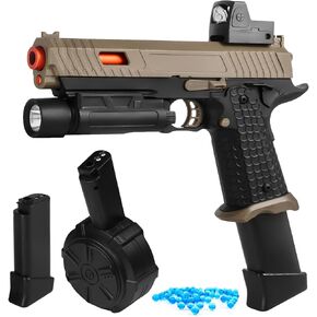 Gel Blaster Toys JM-X5 ، Splatter Auto Black الكامل للأعمار من 14 عامًا والبالغين مع الطبل والنطاط الطويل وضوء السلامة ونظارات Goggles للأنشطة ، Sandy