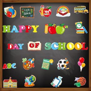80 PCS 100 Days of School Bulletin Board Decorations Set, Happy 100th Day of School Bulletin Board Cutouts Stickers, 100 Days of School Party Classroom Office Wall Decor