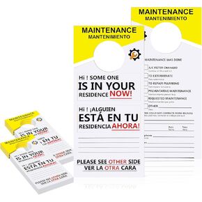200 PCS Maintenance Door Hanger Tags Bilingual 3.5 X 7.9 in Blank Door Hangers English and Spanish Maintenance Hang Tag with Large Hole Design Paper Hang Tag for Property Management Rentals Apartments