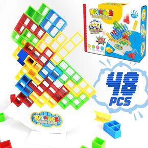 48pcs Tetra Tower Game ، Balance Stading Build Game ، لعبة الحفلات الممتعة لليلة العائلة العائلية ، ألعاب الطاولة لقضاء بعض الوقت معًا للأطفال والمراهقين والبالغين
