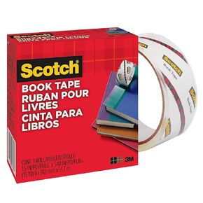 Scotch 845 Book Tape F9DQ, 2 Inches x 15 Yards, 3 Inch Core, Crystal Clear, 3-Pack