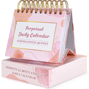 Motivational Calendar, Daily Flip Calendar with Inspirational Quotes, Perpetual Desk Calendar, Inspirational Gifts for Women, Office Decor for Women, Pink Desk Accessories for Women Men, Watercolor