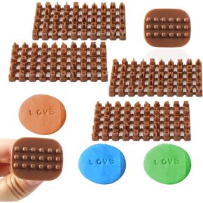Maxqzin 2 Sets(4 Pcs) Number Letter Stamps for Clay,Clay Letter Stamps Plastic Clay Stamps for Ceramic Polymer Clay Tools DIY Embosser Mold for Cake Baking Clay(Dark Brown)