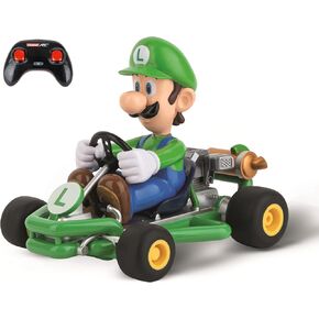 Carrera 200984P RC Official Licensed Mario Kart Pipe Kart Luigi1:18 Scale 2.4 Ghz Remote Radio Control Car with Rechargeable LiFePO4 Battery - Kids Toys Boys/Girls
