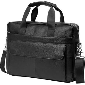 Leather Briefcase Laptop Bag Messenger Shoulder Work Bag Crossbody Handbag for Business Travelling Christmas for Men