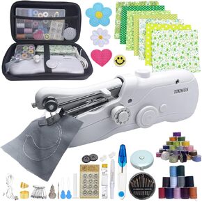 Handheld Sewing Machine, Mini Sewing Machine for Adults Quick Stitching, Portable Sewing Machine with Sewing Supplies Suitable for Clothes, Jeans, DIY, Home, Travel (White)