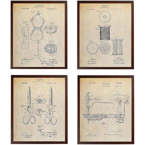 Dress Form 1917 Thread Pool Sewing Shears Machine 1946 Patent Poster Sewing Room Decor Fashion Designer TDP1137