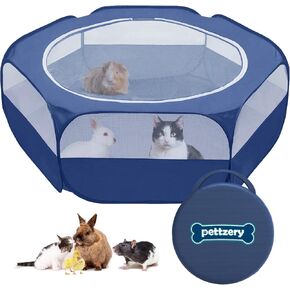 Small Animal Playpen with Zippered Top, Portable Waterproof Pet Cage (47"x23") for Kitten, Bunny, Guinea Pig, Hamster, Chicken Brooder, Indoor & Outdoor Exercise Pen, Foldable Design