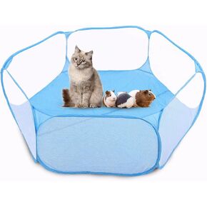 Puppy Cage Tent Portable Foldable Pet playpen Exercise Pen Kennel Pet Playpen for Dogs Puppy Cats Rabbits Small Animals Outdoor Playing(Blue)