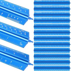 FUMETE 12 PACK 6 بوصة الحكام الهندسي المعماري الحاكم الحاكم حجم الجيب الحاكم الحاكم بناء القياسات الإمبراطورية لهندسة المهندسين المعماريين ، رسم الرسام (الأزرق)