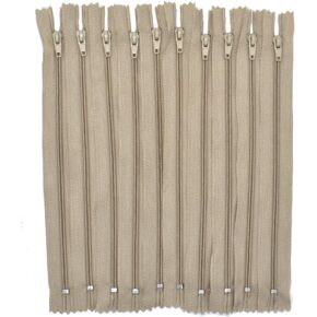 Renashed 100Pcs 9Inch Nylon Coil Zippers Bulk for Tailor Sewer Sewing Crafts Crafter's Specia (Deep Beige)