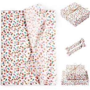 30pcs 13.77x19.68in Polka Dot Tissue Paper, Color Dot Tissue Paper Wrapping Paper Birthday Package Present Paper Rainbow Dots Wrapping Paper for Party Decorations Wedding Craft