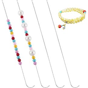 5Pcs Bead Spinner Needles, Large Big Eye Curved Beading Needles, 6.7 inches Clip-Style Beading Needles for Bead Spinner, Stainless Bead Needles for DIY Beading Jewelry Making Crafts