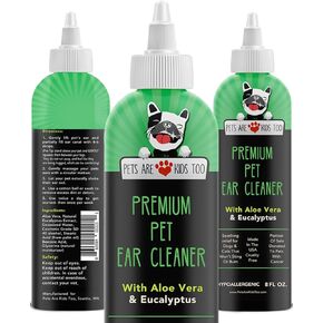 Cat & Dog Cleaner Solution - حكة في الحكة للكلاب والقطط - واضحة ، بدون صيغة فوضى ، منظف أذن الحيوانات الأليفة مع الألوة فيرا و Eucalyptus (1 BTL)